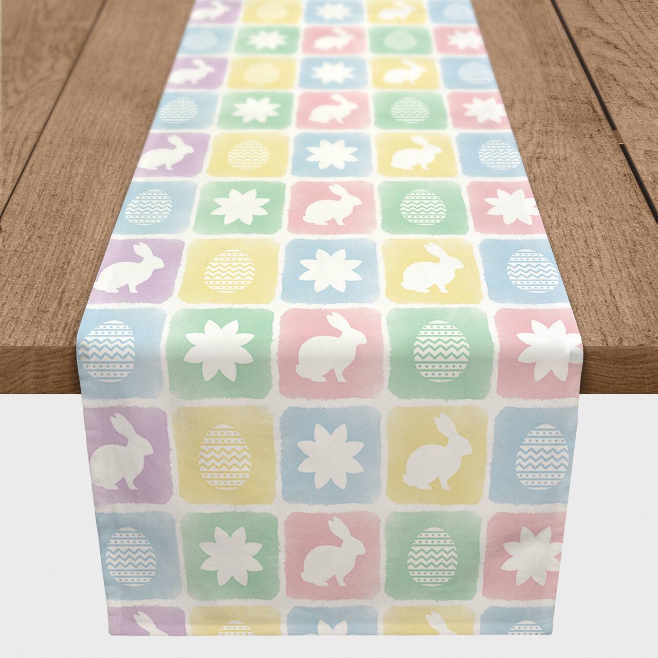 Easter Block Pattern 16&#x22; x 72&#x22; Poly Twill Table Runner